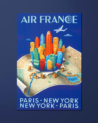 Carte postale Air France Legend Paris - New York, building map